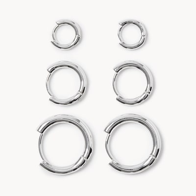 Ensemble de 3 petites créoles - Argent