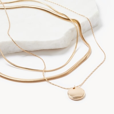 3-Piece Layered Necklace Set - Gold