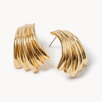 Statement Button Earrings - Gold