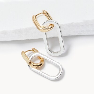 Joe Fresh Two Tone Link Drop Hoop Earrings 1 ea, $12.00/1ea
