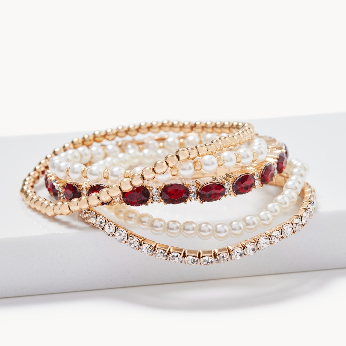 5-Pack Stretch Pearl Bracelets - Multi