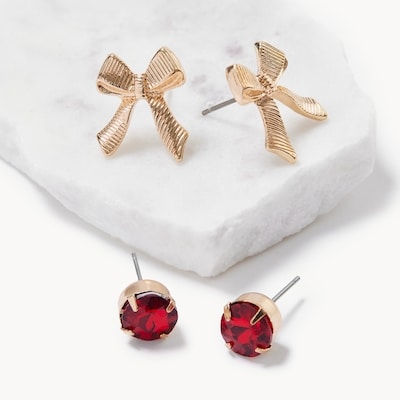 Joe Fresh 2-Pack Stud and Textured Bow Earrings 1 ea, $12.00/1ea