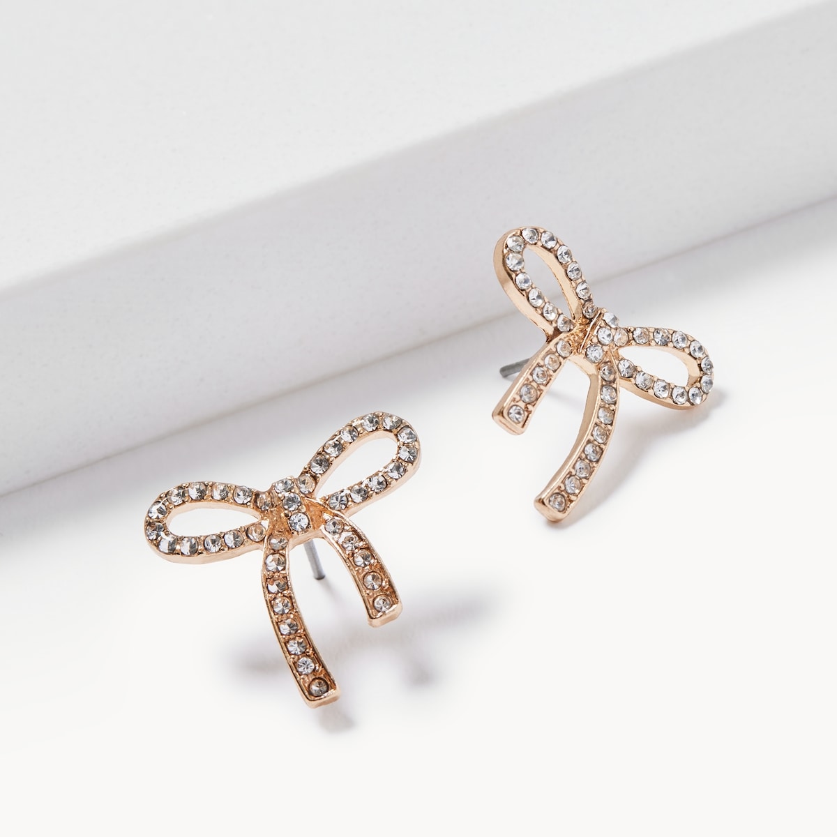 Crystal Bow Earrings - Silver