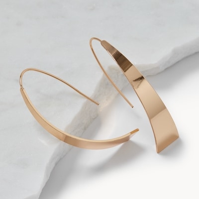 Flat Open Hoop Earrings - Gold