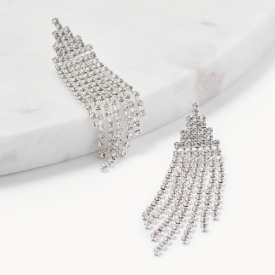 Crystal Chandelier Earrings - Silver
