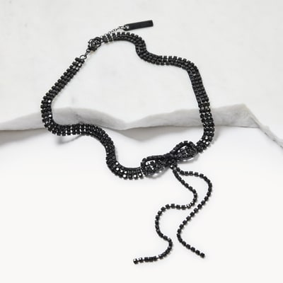 Ras du cou à boucle avec pierres du Rhin noires - Noir