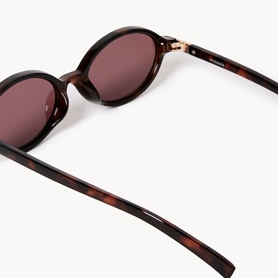 Tortoiseshell Narrow Oval Sunglasses - Brown