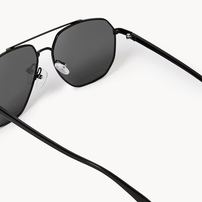 Lunettes de soleil d’aviateur angulaires, homme - Noir