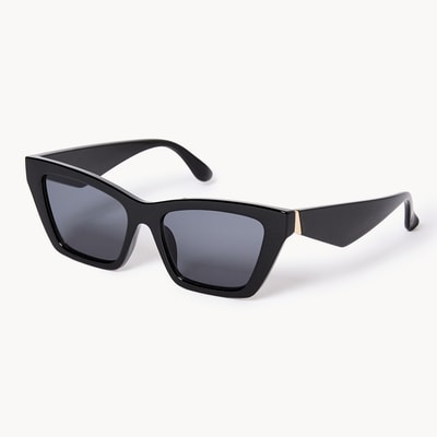 Angled Cat Eye Sunglasses - Black