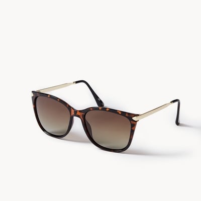 Lunettes de soleil carrées en écaille de tortue - Brun