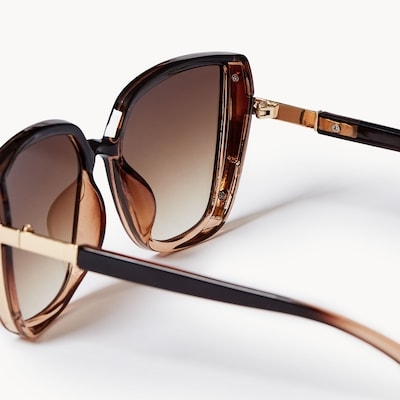 Lunettes de soleil œil de chat, brun dégradé