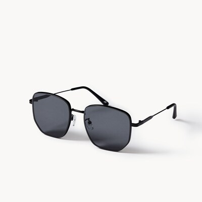 Lunettes de soleil hexagonales pour hommes - Noir