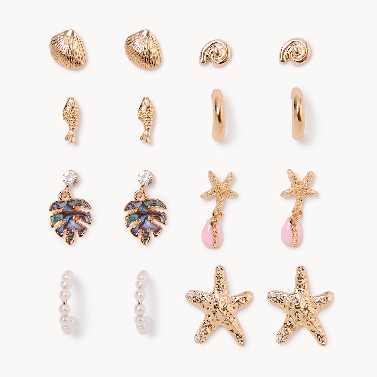 Ens. de  8boucles doreilles inspires de la mer - Assorties