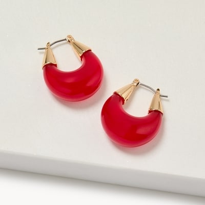 Bubble Hoop Earrings - Red