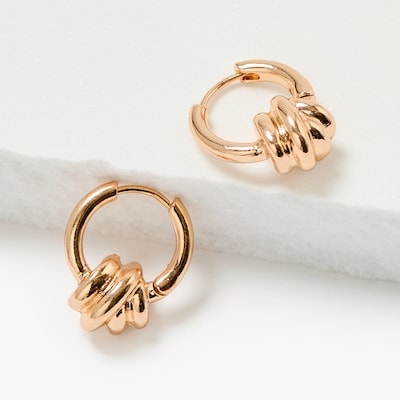 Small Door Knocker Hoop Earrings - Gold