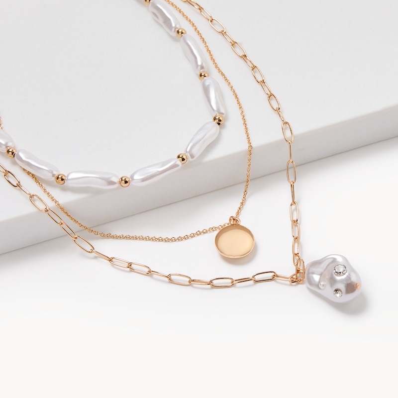 3-Piece Pearl Chain Necklace Set