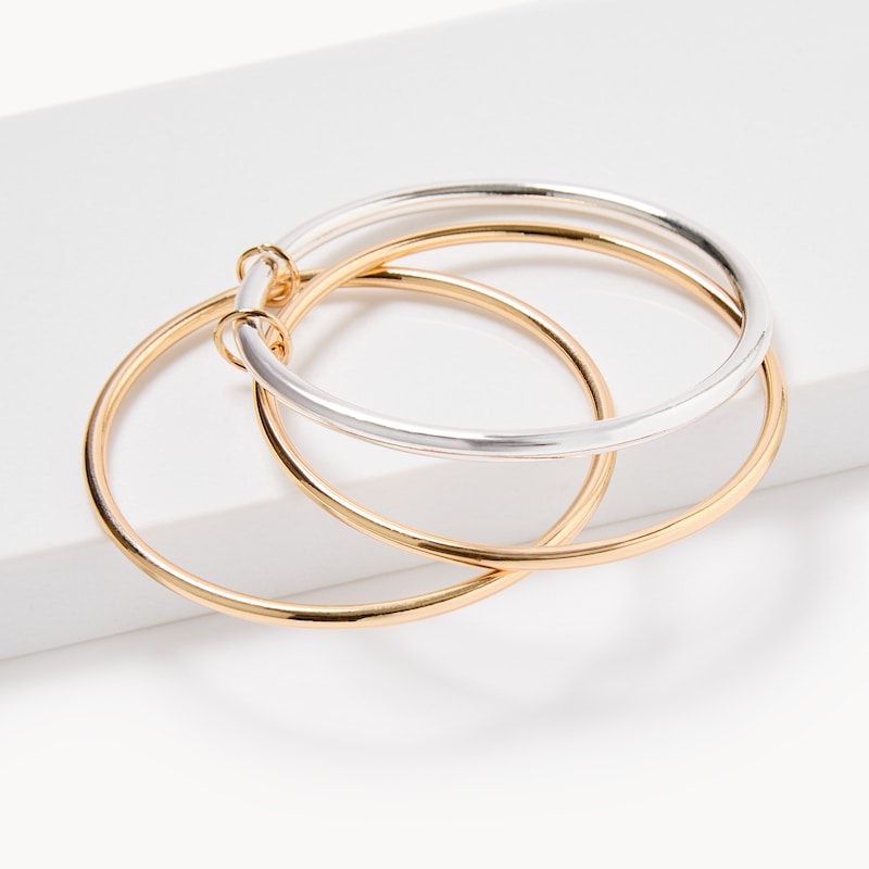 Lot De 3 Bracelets Dorés Rigides - Réf 07693J - Occasion
