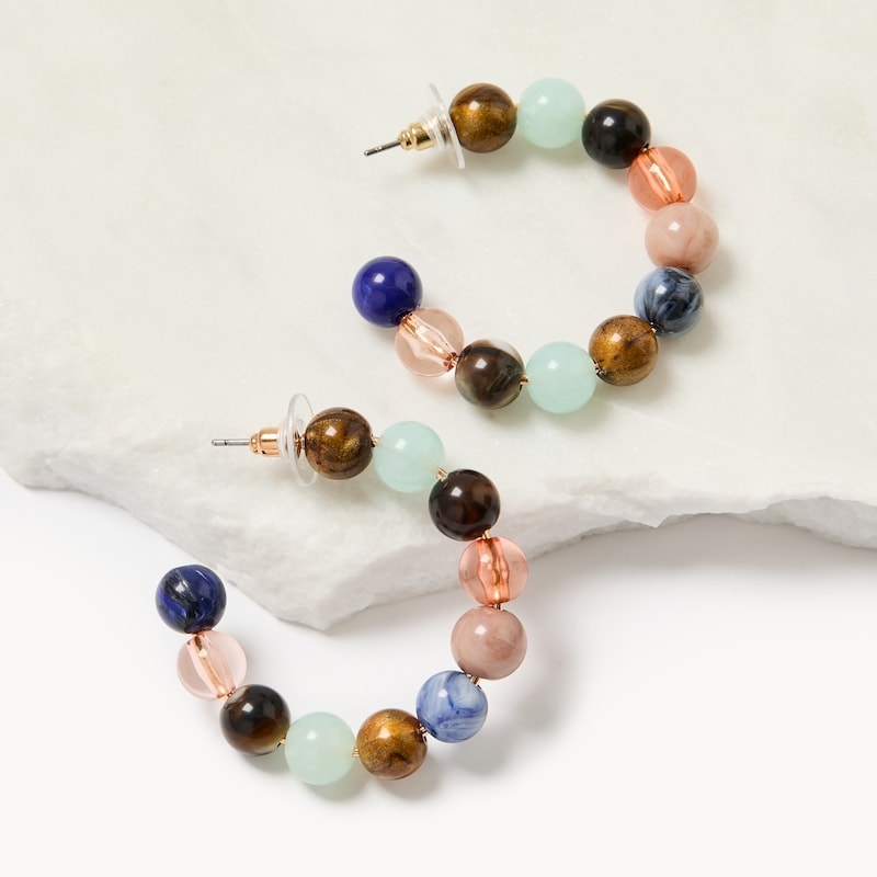 Beaded Open-Hoop Earrings