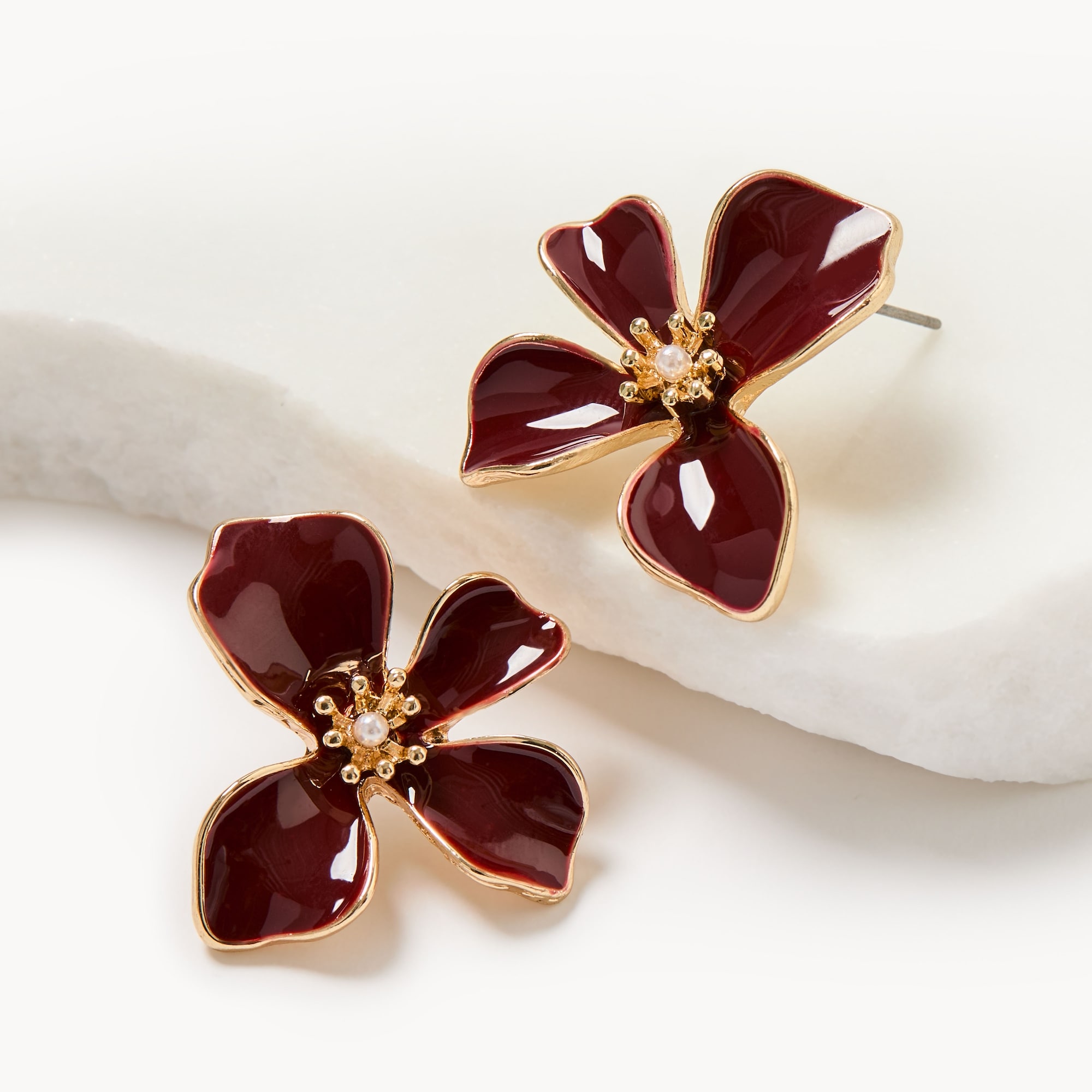 Burgundy Flower Earrings