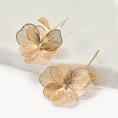 Filigree Flower Earrings - Gold