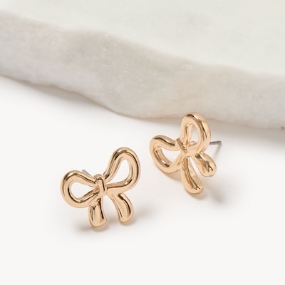 Small Bow Stud Earrings - Gold