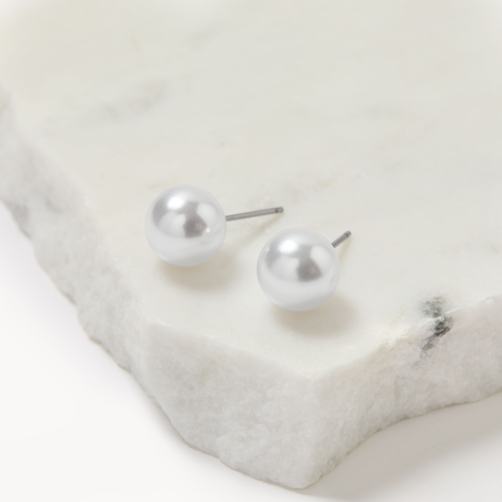 Faux Pearl Stud Earrings