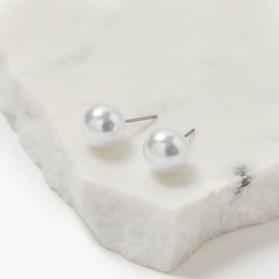 Dormeuses en fausses perles - Argent
