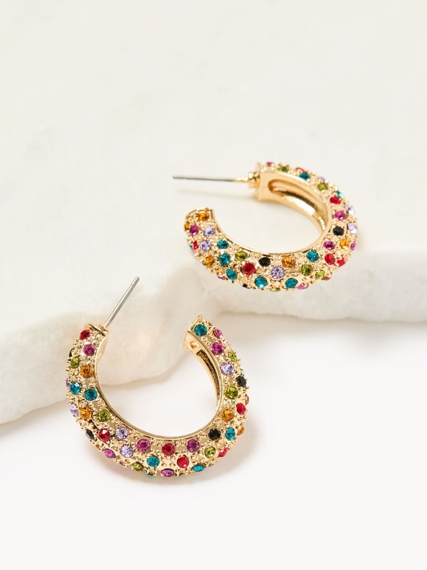 Joe Fresh Créoles ouvertes avec pierres du Rhin multicolores 1 ea, 14,00 $/1ch