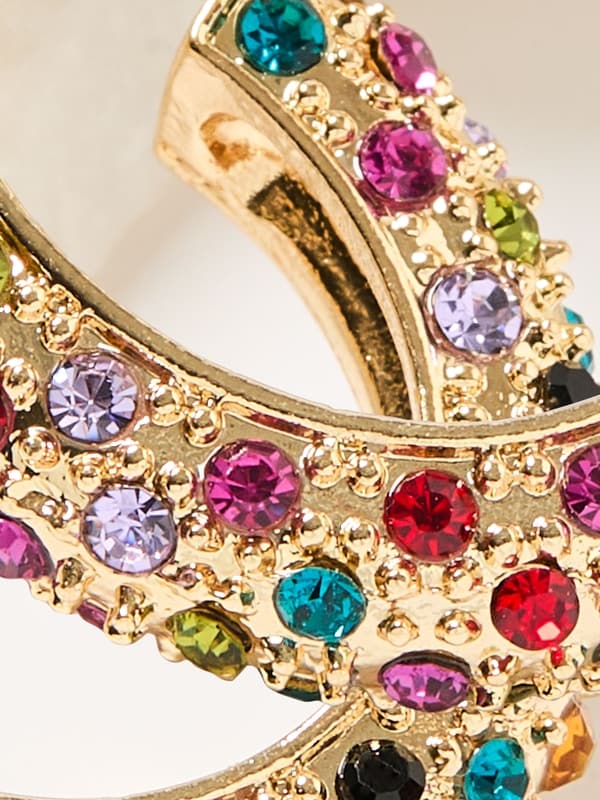 Créoles ouvertes avec pierres du Rhin multicolores
