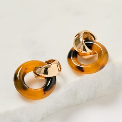 Doorknocker Huggie Earrings - Brown