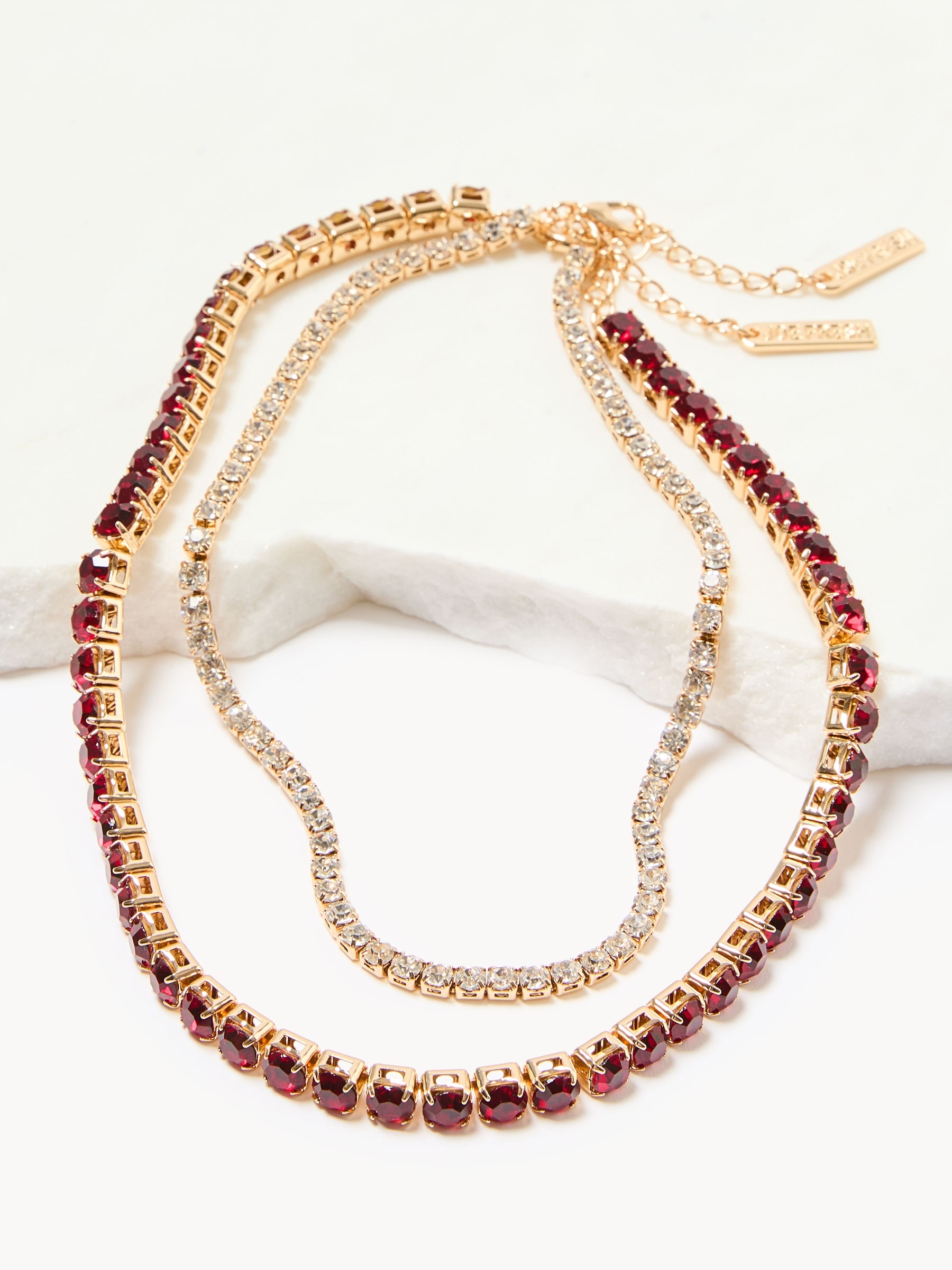 Red Rhinestone Necklace Set