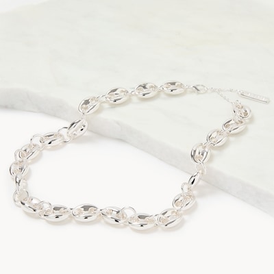 Silver Bean Chain Necklace - Silver