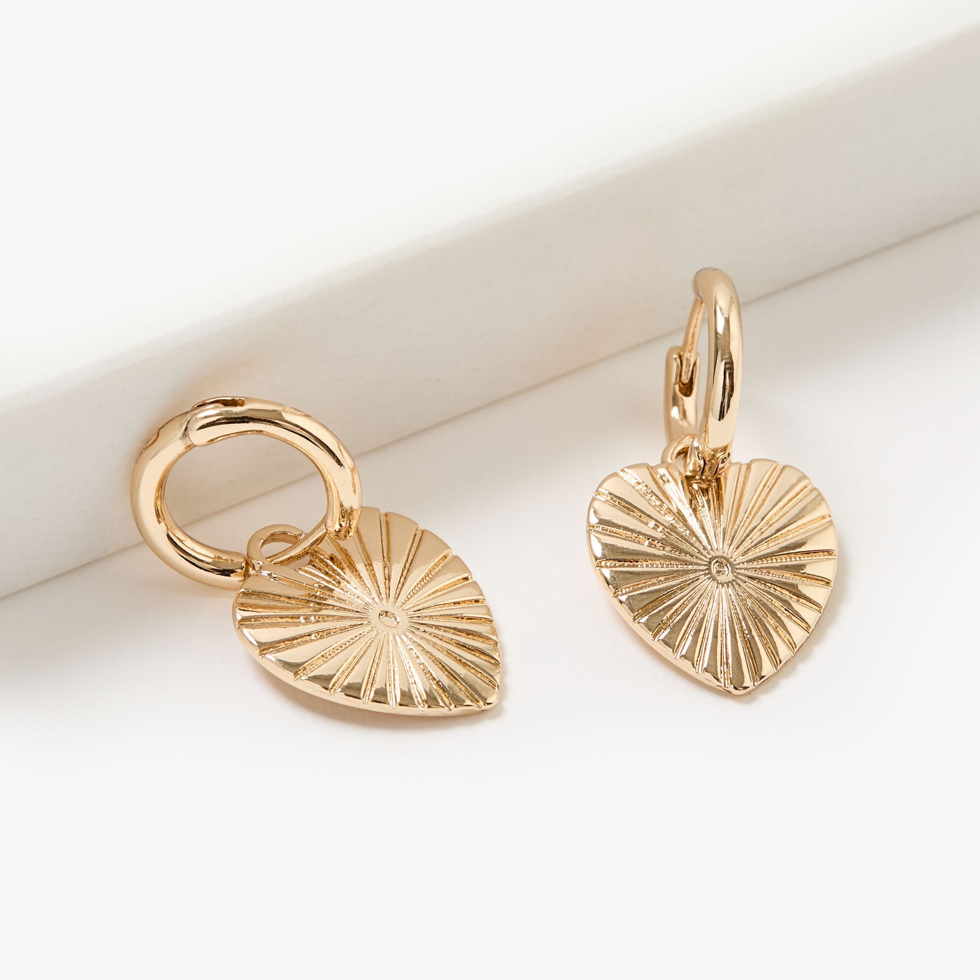 Heart Sunray Huggie Earrings