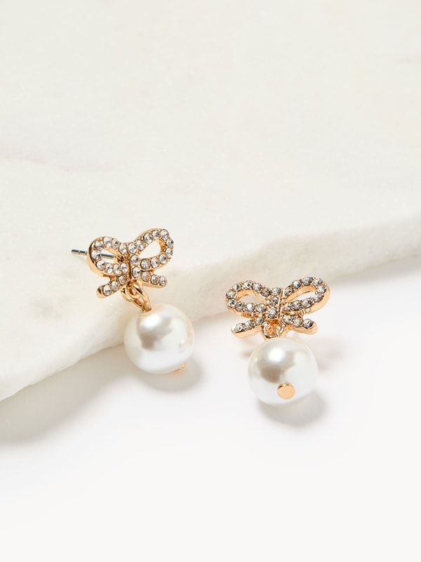 Pendants d’oreilles à boucle en fausses perles - Argent
