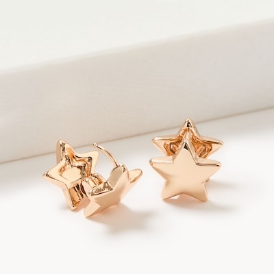 Small Star Huggie Earrings - Gold