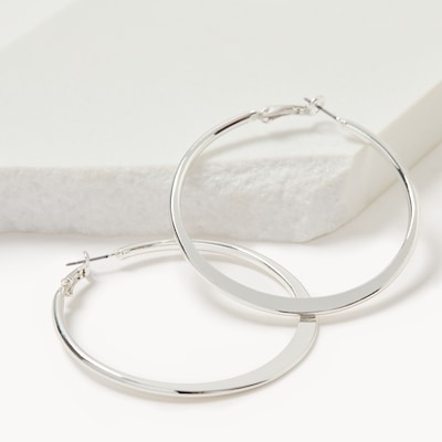 Large Hoop Earrings - Silver