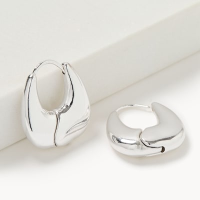 Bold Silver Hoop Earrings - Silver
