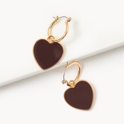 JOE HOOP ENAMEL HEART DROP BR - Brown