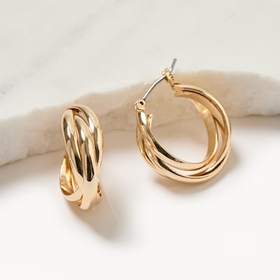 Twisted Hoop Earrings - Gold