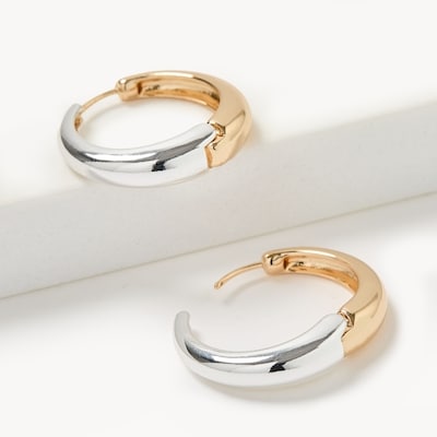 Two Tone Hoop Earrings - Gold