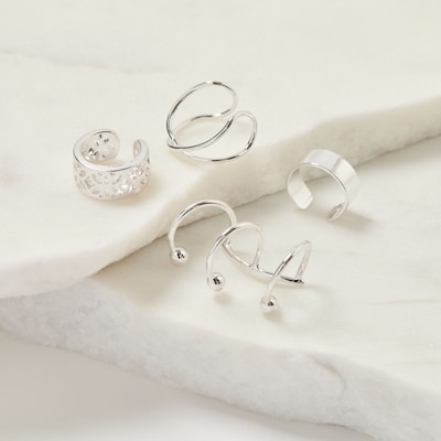 4-Pack Ear Cuff Earrings - Silver