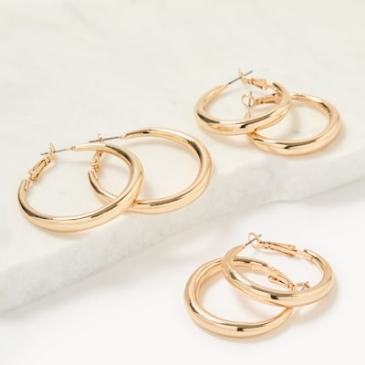 Gold Trio Hoop Earrings - Gold