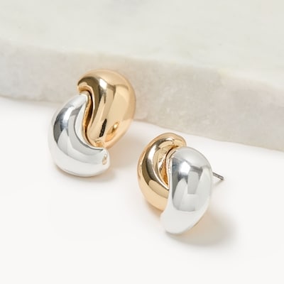 Two Tone Stud Earrings - Multi