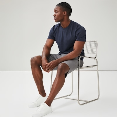 T-shirt col ras du cou en coton biologique, hommes - Marine