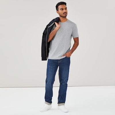 T-shirt col ras du cou en coton biologique, hommes - Mélange De Gris Pâle