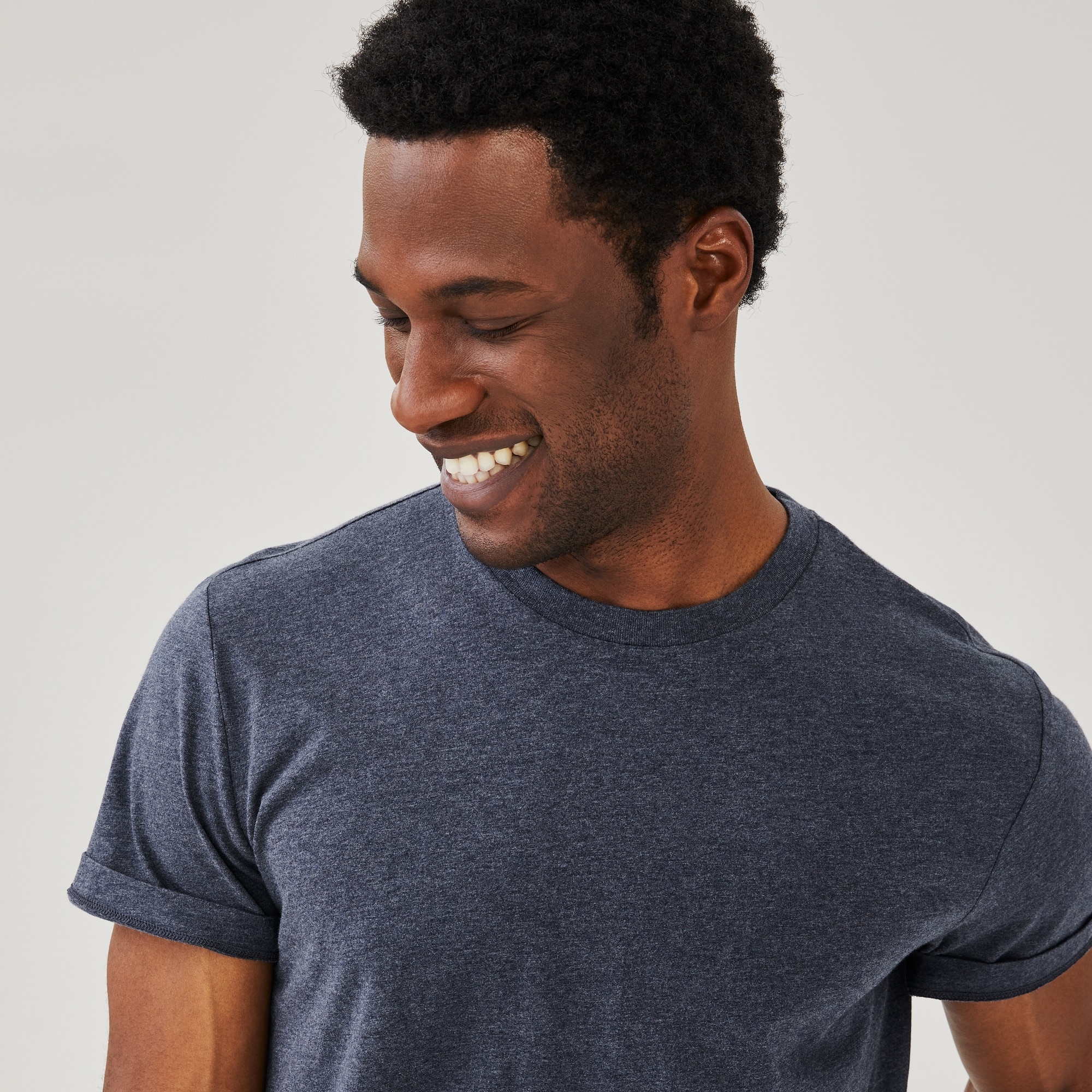 Men's Organic Cotton Crew Neck T-Shirt in Dark Blue Mix from Joe Fresh - Main Image
