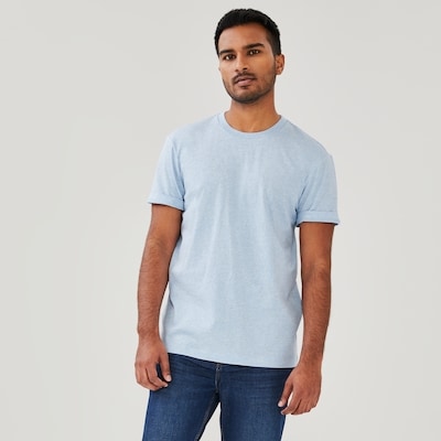 T-shirt col ras du cou en coton biologique, hommes - Mélange De Bleu Pâle