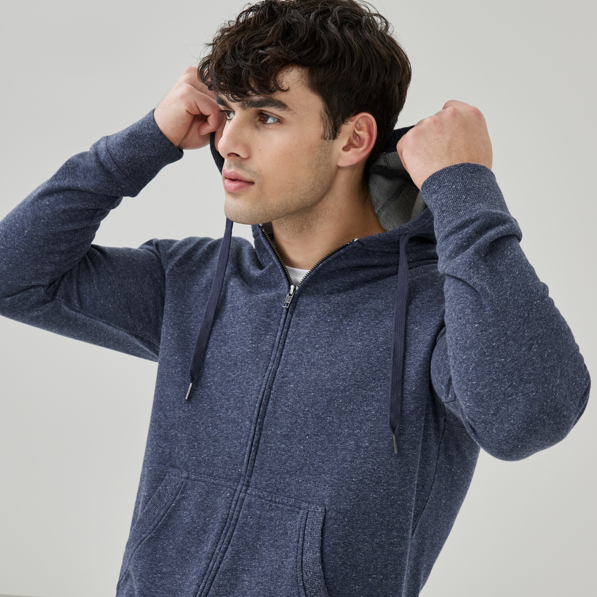 Men's Active Terry Zip-Up Hoodie in Navy Mix from Joe Fresh