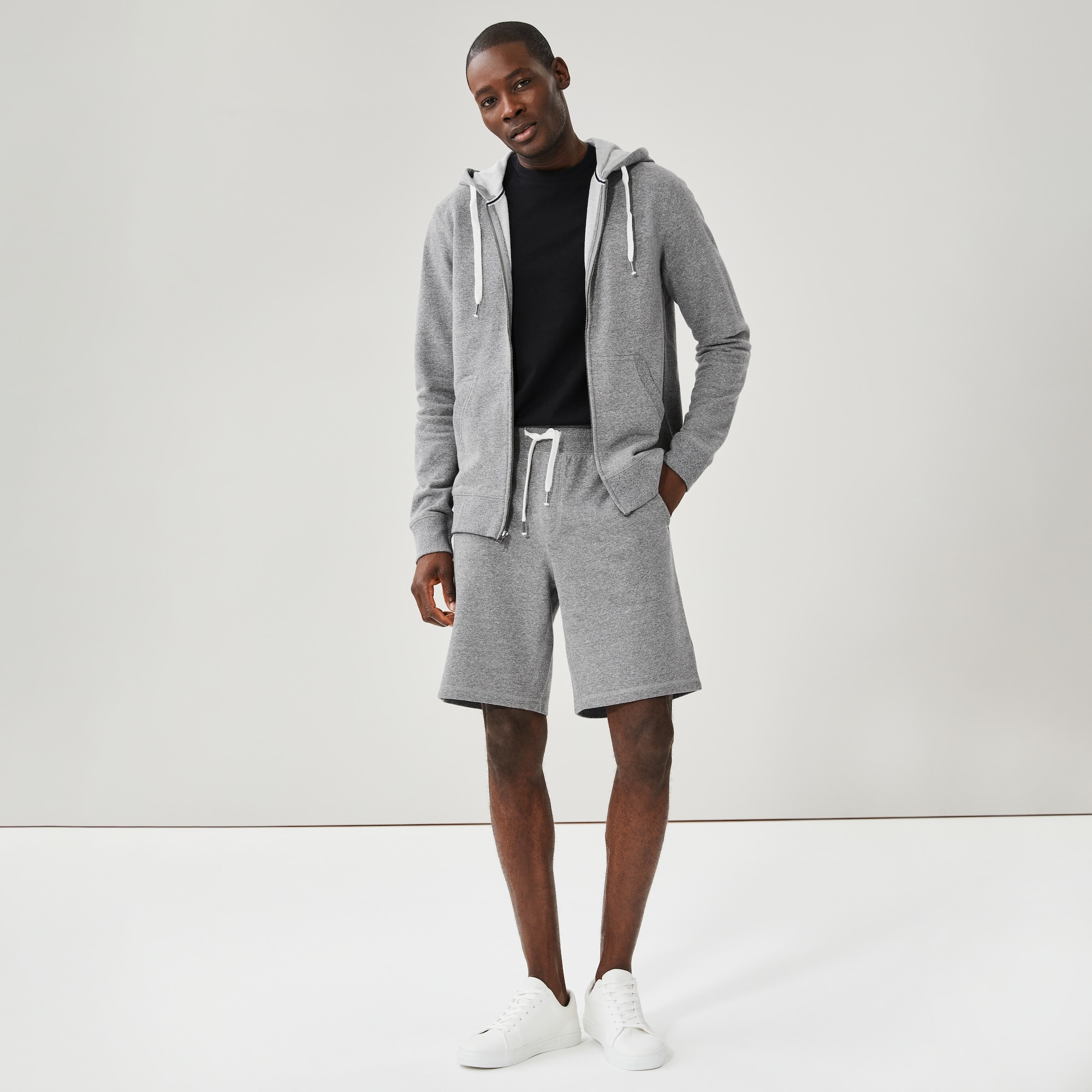 ウェア The Neighborhood Classic Zip Shorts Men's Active Terry Short in Charcoal Mix from Joe Fresh