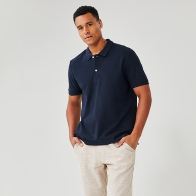 Men's Essential Pique Polo - Dark Navy